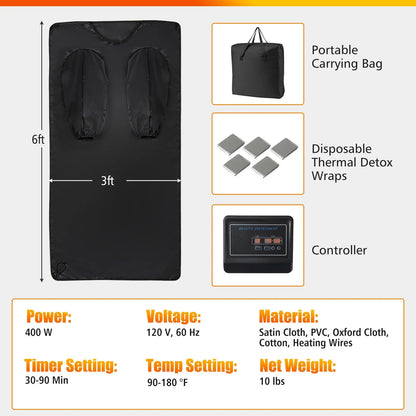 Infrared sauna blanket controls and timer