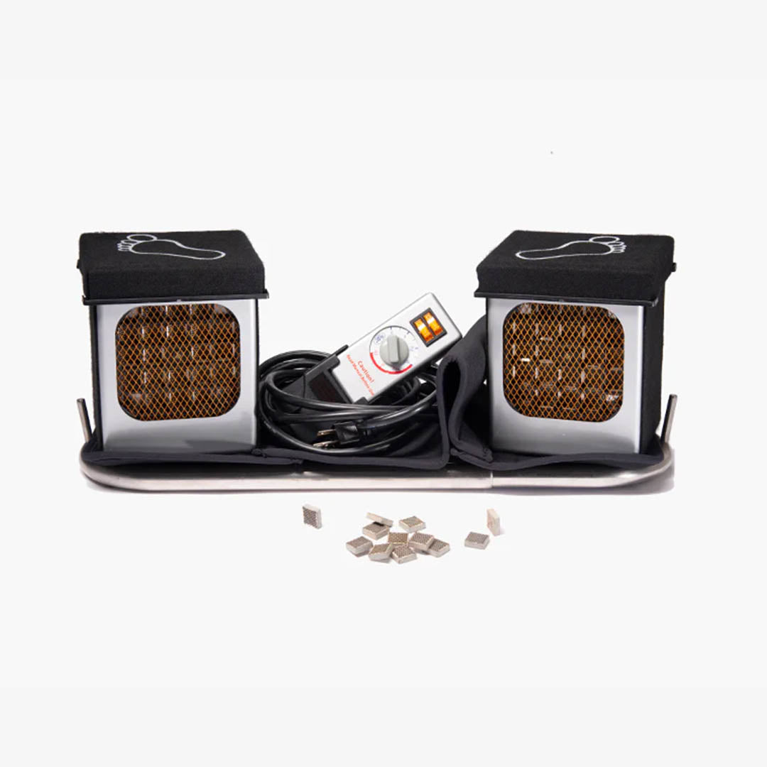 Relax Black Pro dual FIR conductor heater units with controller, cabling and wood blocks