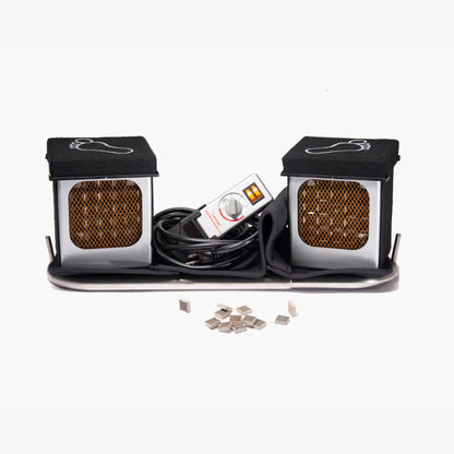 Relax Black Pro dual FIR conductor heater units with controller, cabling and wood blocks