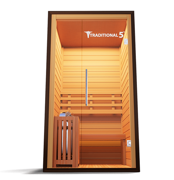 1-person traditional steam sauna, side view