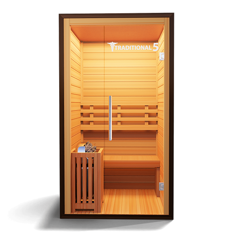 1-person traditional steam sauna bench seating