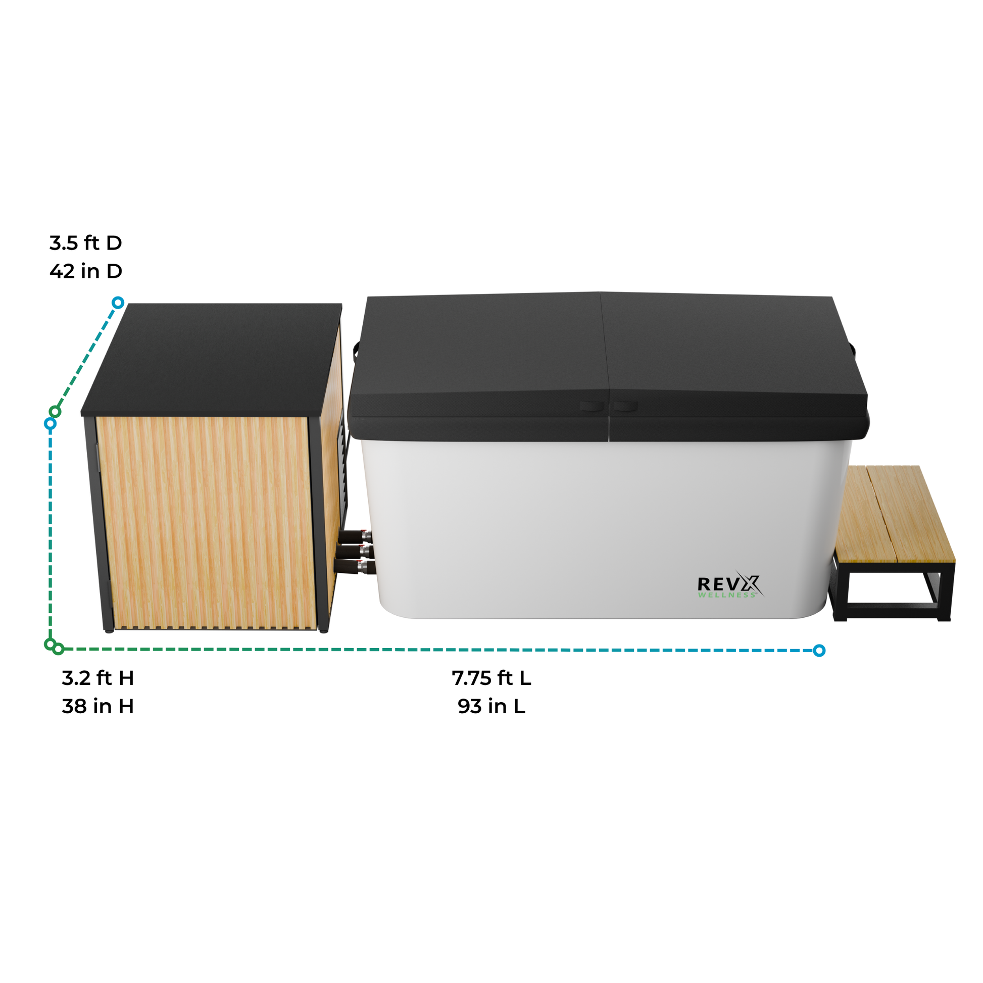 RevX Acrylic X Tub shown from above with water and the seated interior