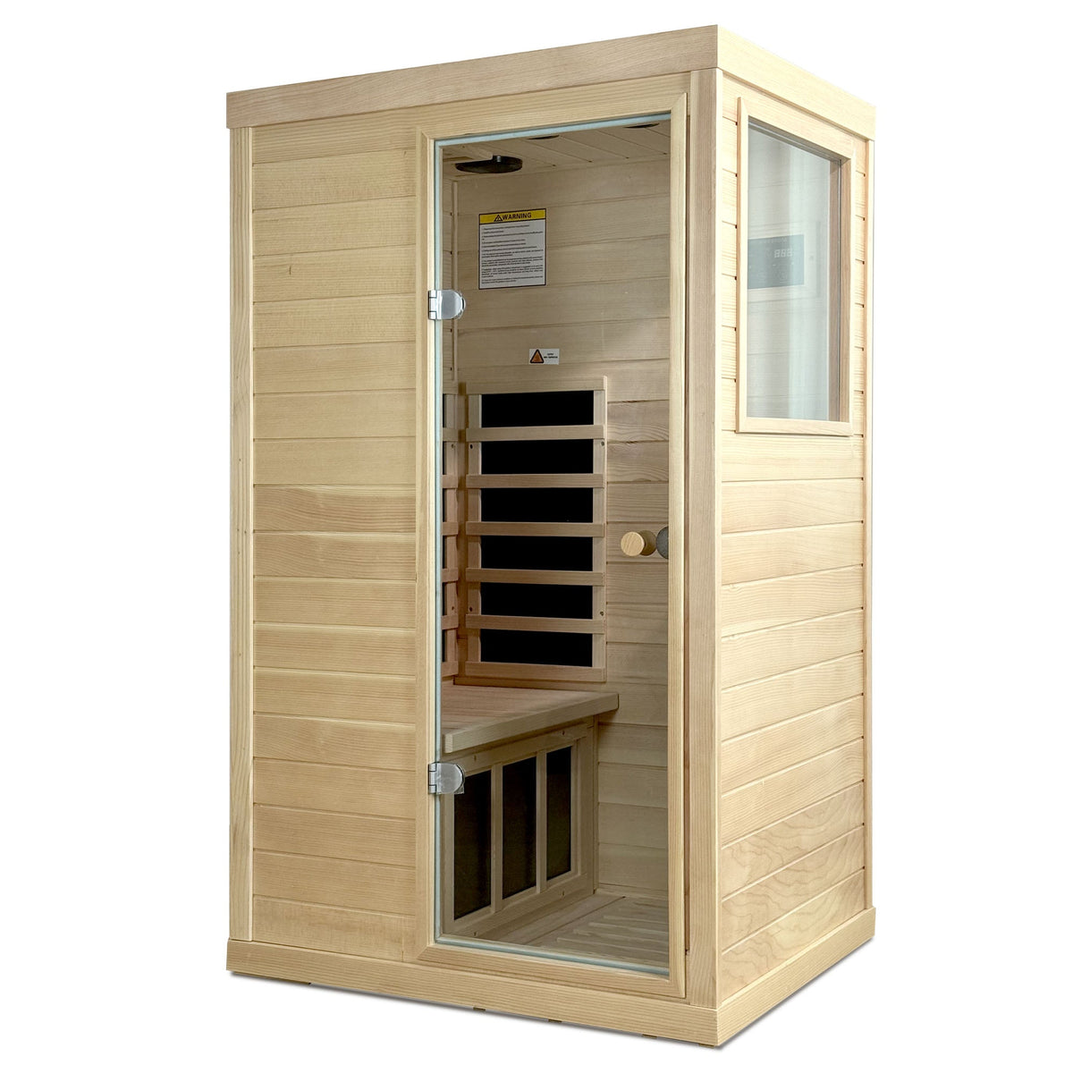 Canadian hemlock 1-person infrared sauna, side view
