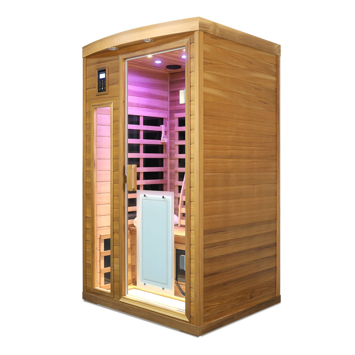 Red cedar 2-person infrared sauna, exterior view
