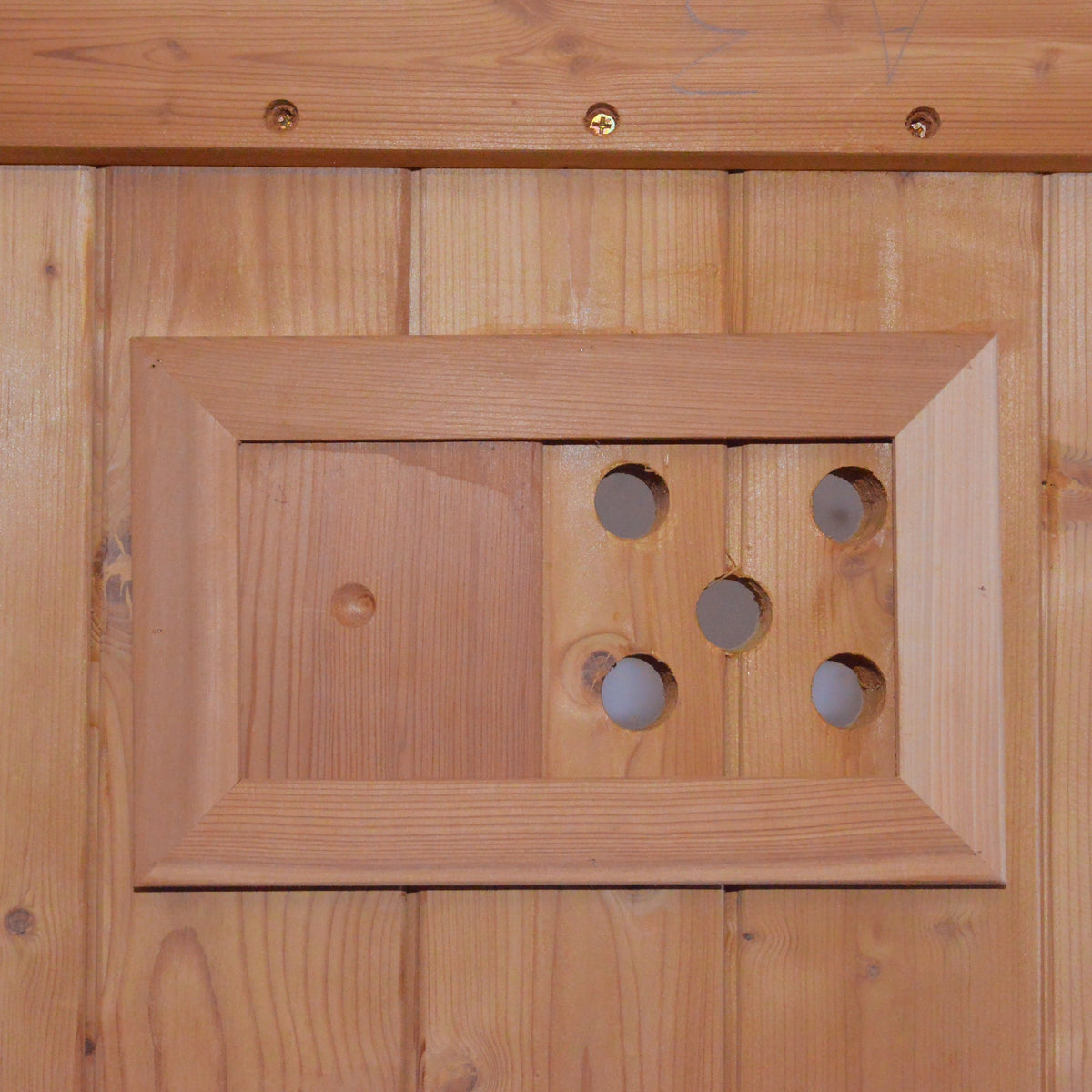 Cylindrical barrel sauna wood interior