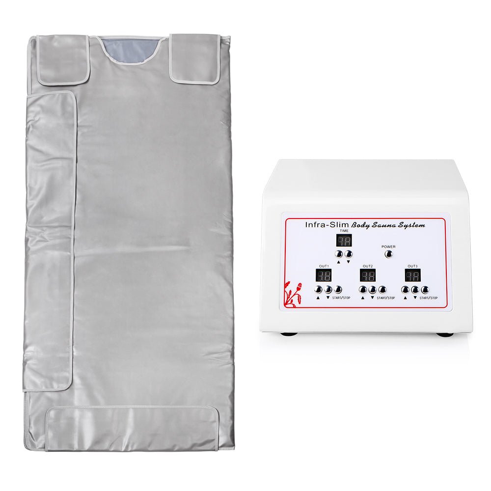 3-zone infrared sauna blanket in silver with digital 3-zone controller