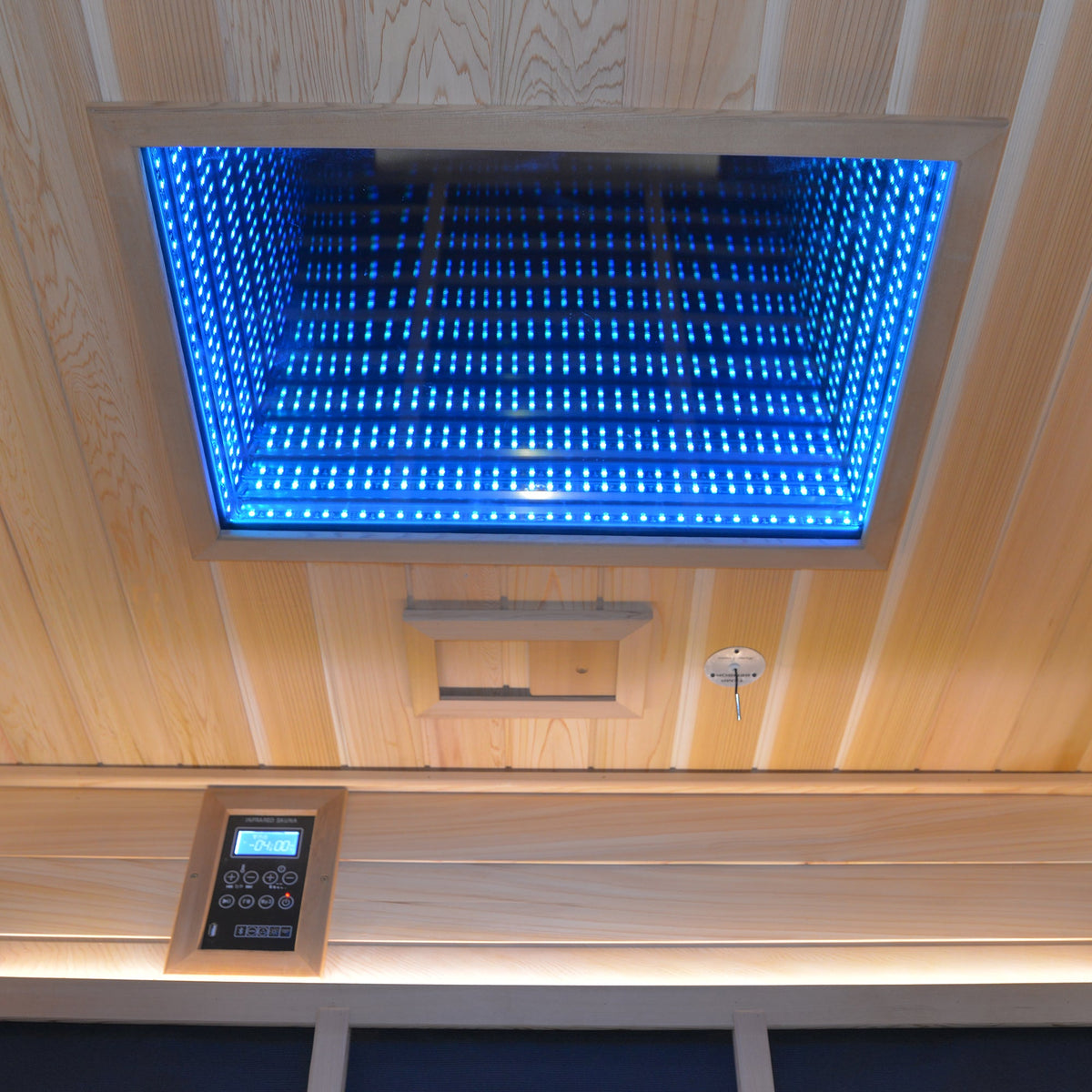 3-4 person outdoor infrared sauna, side view