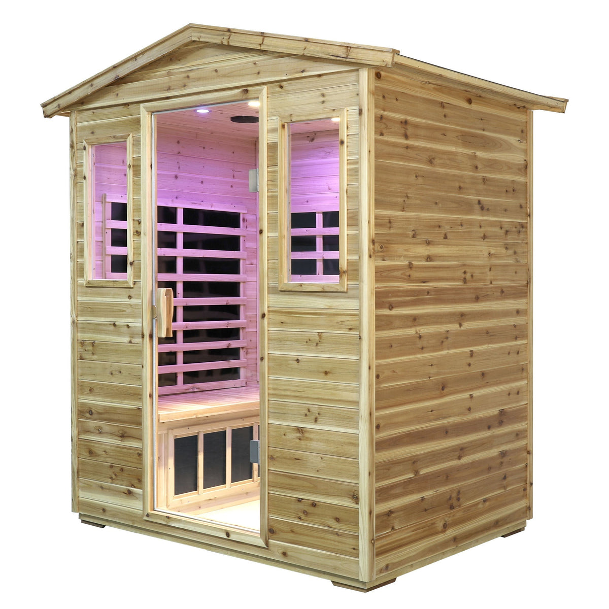 Four-person outdoor infrared sauna lighting detail