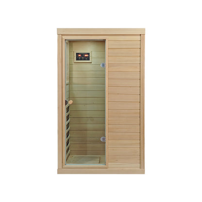 Canadian hemlock 1-person indoor infrared sauna detail