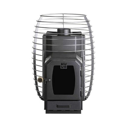 Huum Hive Wood LS stove without stones, showing the steel cage frame