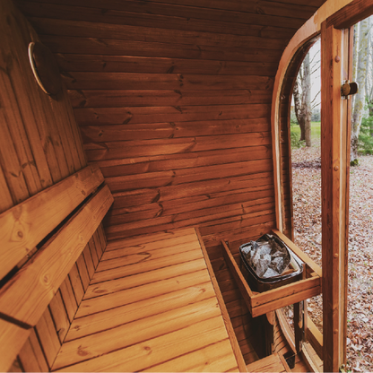 Outdoor ThermoWood sauna detail view