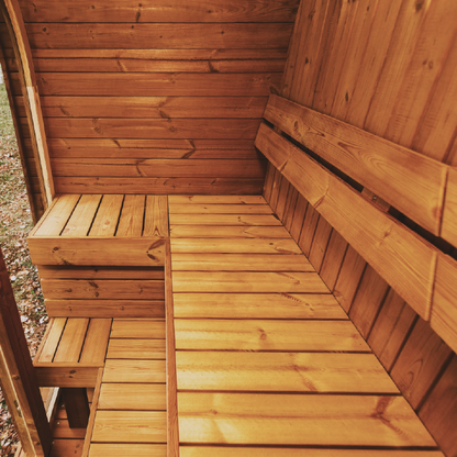 Outdoor ThermoWood sauna rear view