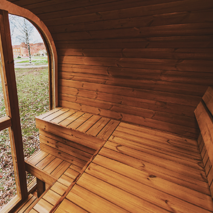 MW16 outdoor ThermoWood sauna interior