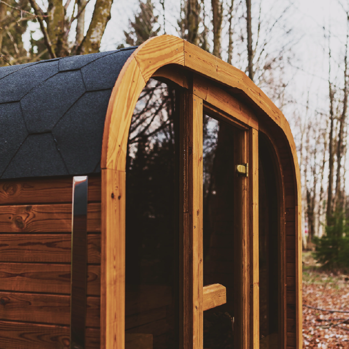 MW16 outdoor ThermoWood sauna side profile