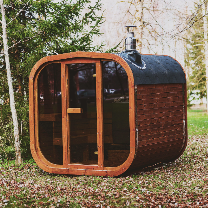 MW20 outdoor ThermoWood sauna, exterior view