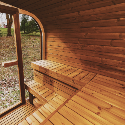 MW20 outdoor ThermoWood sauna bench interior