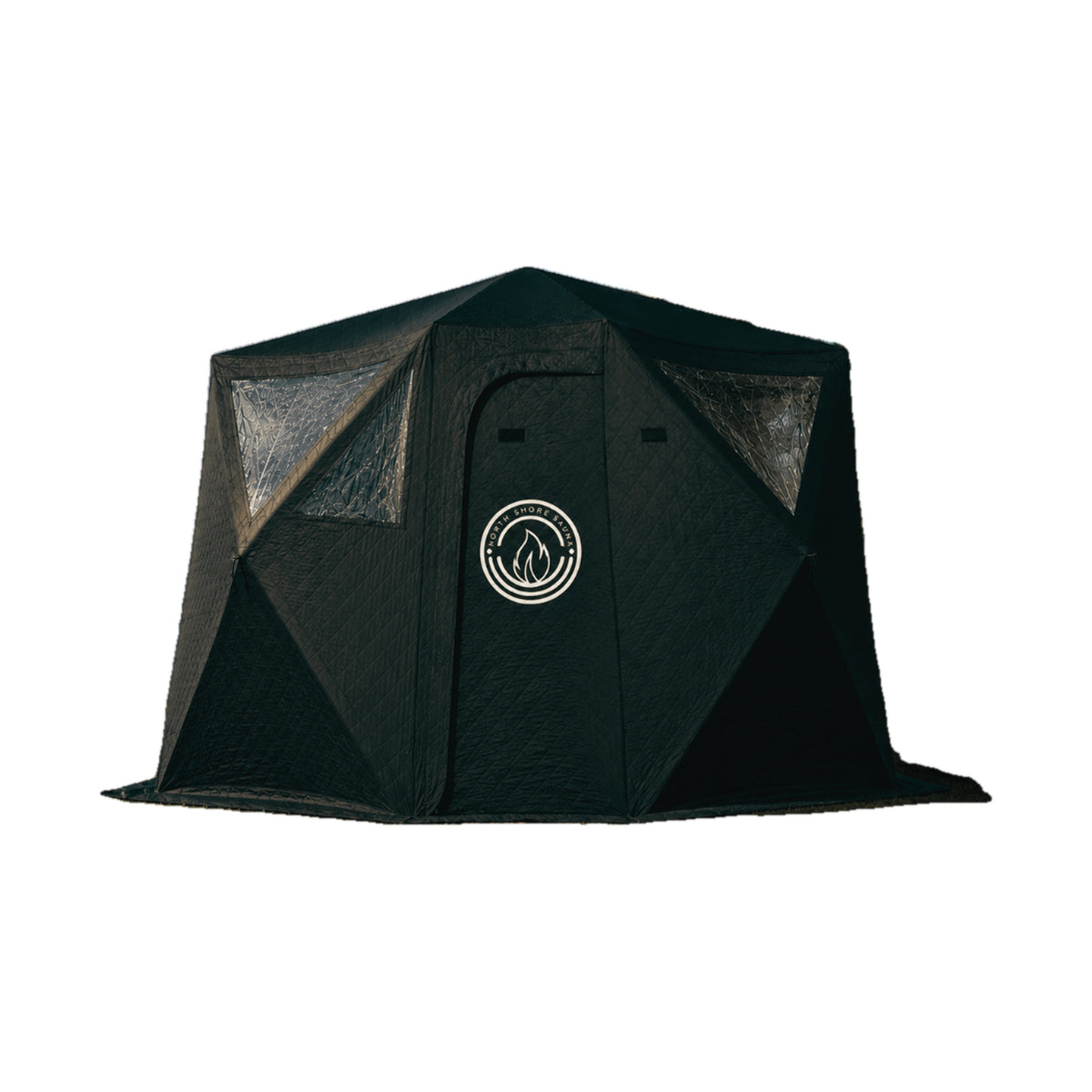 North Shore Sauna Nova 6 portable wood-fired sauna tent on white background