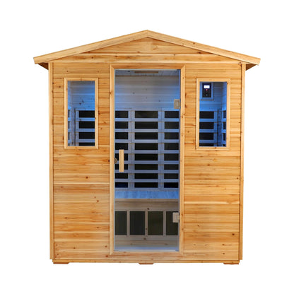 Kora Deluxe 3-person fir outdoor infrared sauna, front view