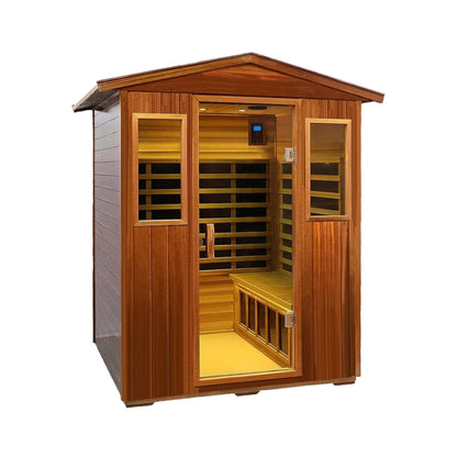 Valois 4-person outdoor infrared sauna, front right view