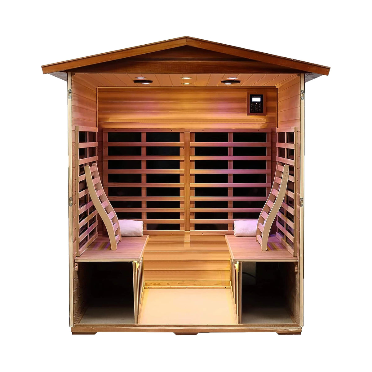 Moretti 4-person mahogany infrared sauna interior
