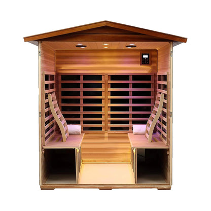 Moretti 4-person mahogany infrared sauna interior