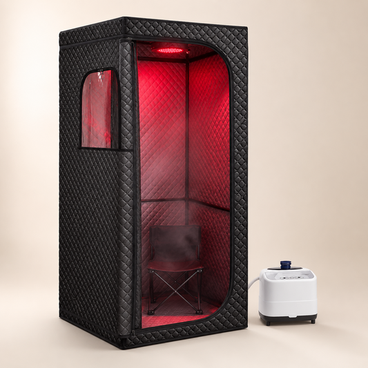 Restore Suite red light steam sauna, one person cabin with red light panel