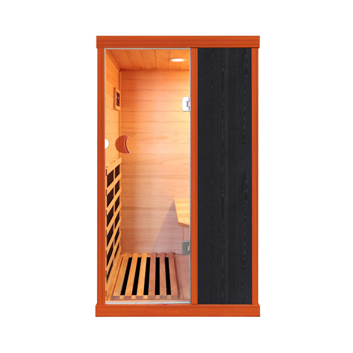 Maison 1-person infrared sauna in natural wood, front view