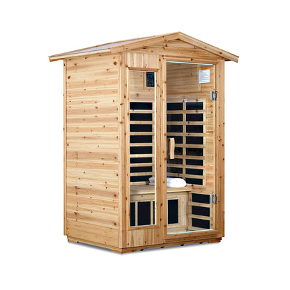 Vexa outdoor infrared sauna, side view