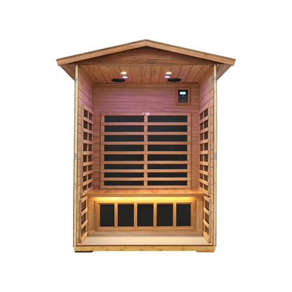 Ignis outdoor infrared sauna interior with carbon heating panels