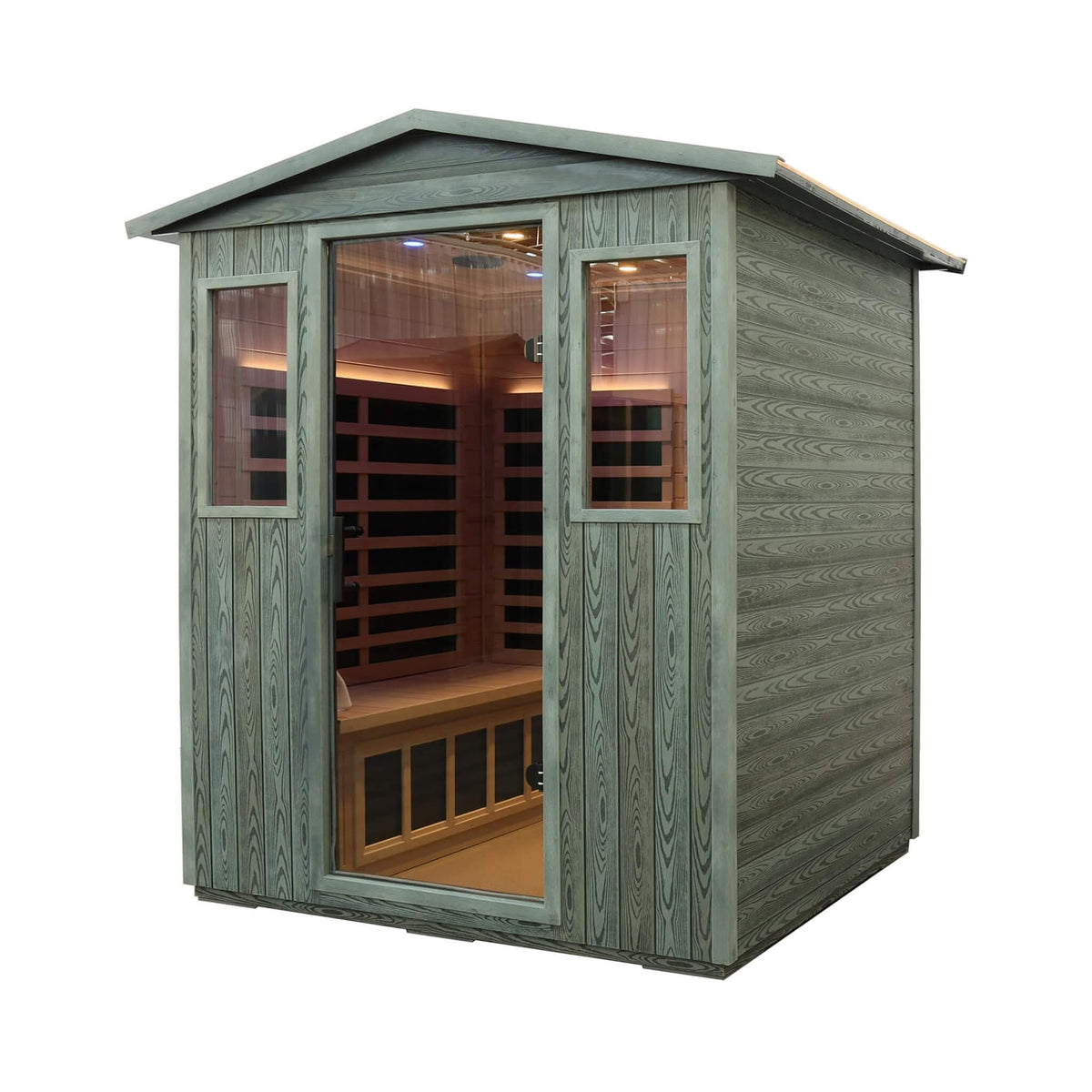 Eterna 4-person infrared sauna, front left view