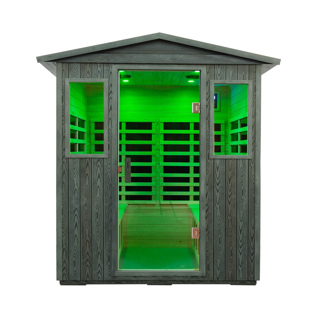 Eterna 4-person carbonized composite infrared sauna, front view