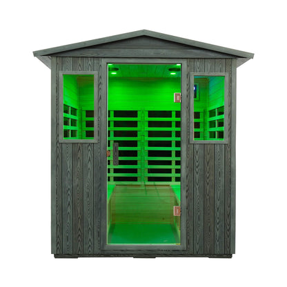 Eterna 4-person carbonized composite infrared sauna, front view