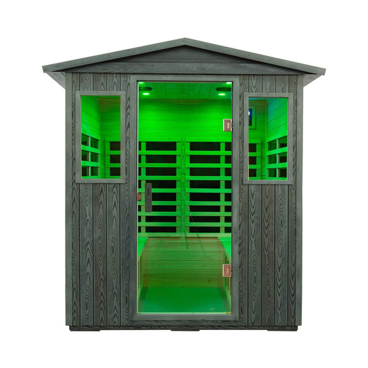 Eterna 4-person carbonized composite infrared sauna, front view