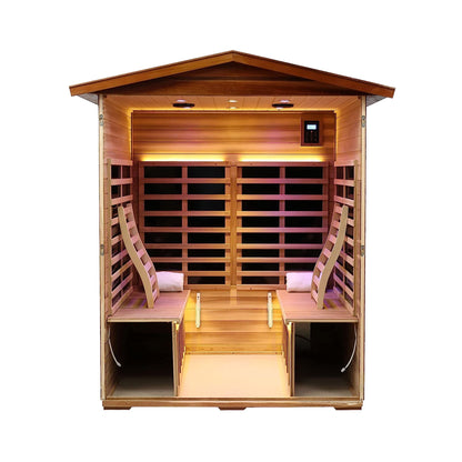 Kairo outdoor infrared sauna interior with lighting