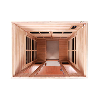 Kairo outdoor infrared sauna interior top view with heating panels