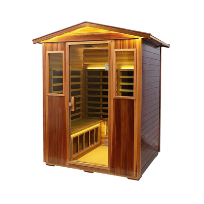 Kairo 4-person outdoor infrared sauna, side view
