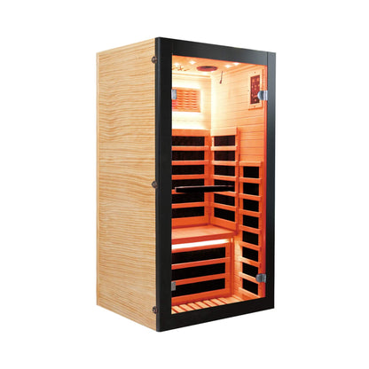 Solara 1-person infrared sauna cabin, front side view