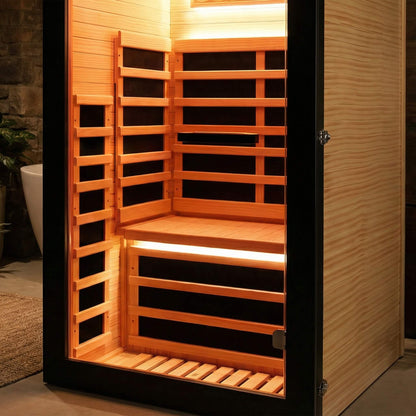 Solara infrared sauna cabin with Starry Sky and color lighting