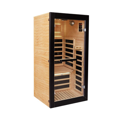 Solara 1-person infrared sauna cabin, side view